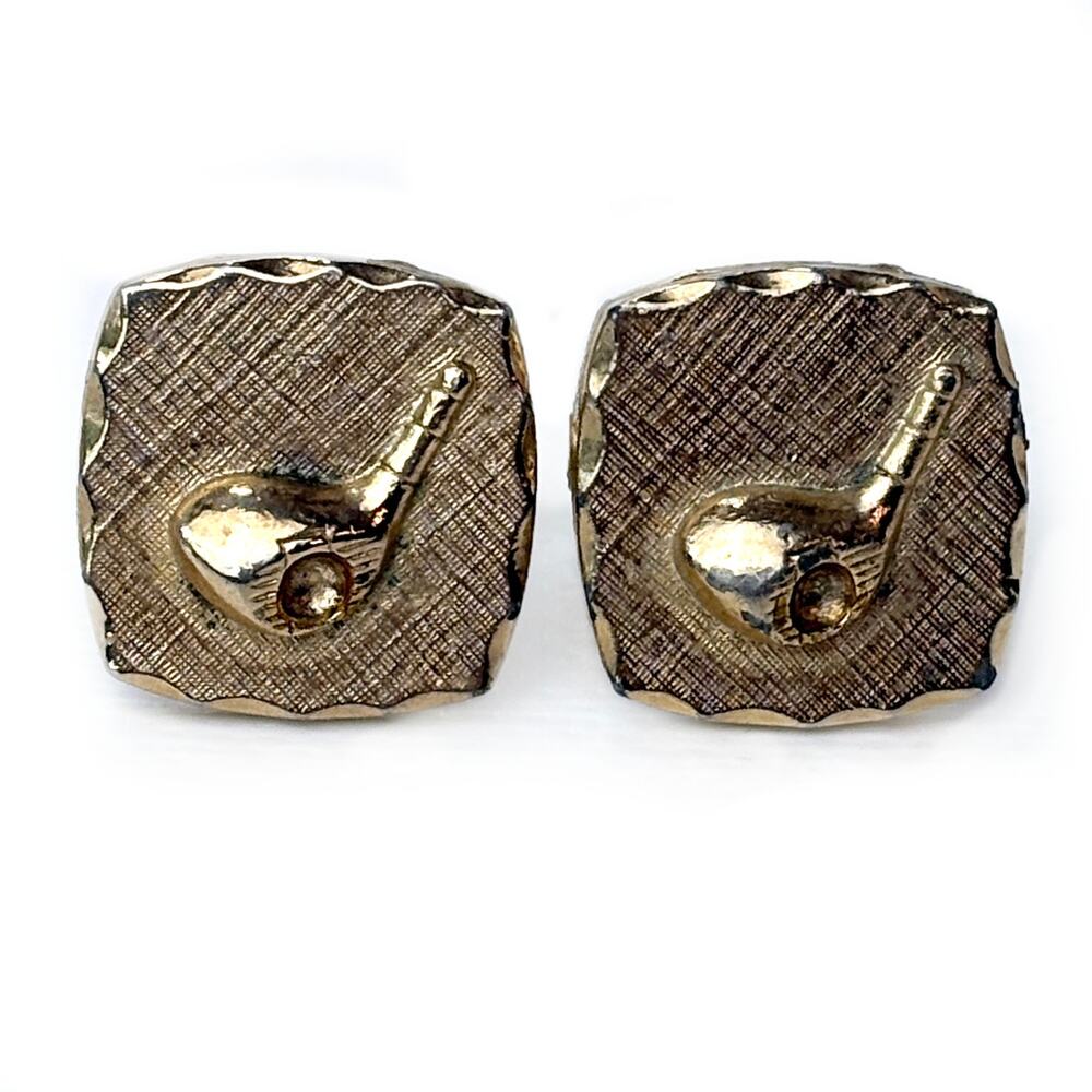 Vintage Gold Toned Mid Century Golf Club Head Cufflinks